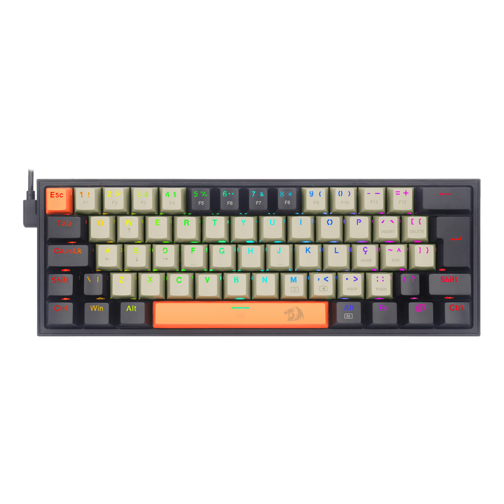 TECLADO MECANICO GAMER FIZZ RGB SWITCH BROWN REDRAGON K617-RGB-OG&GY&BK