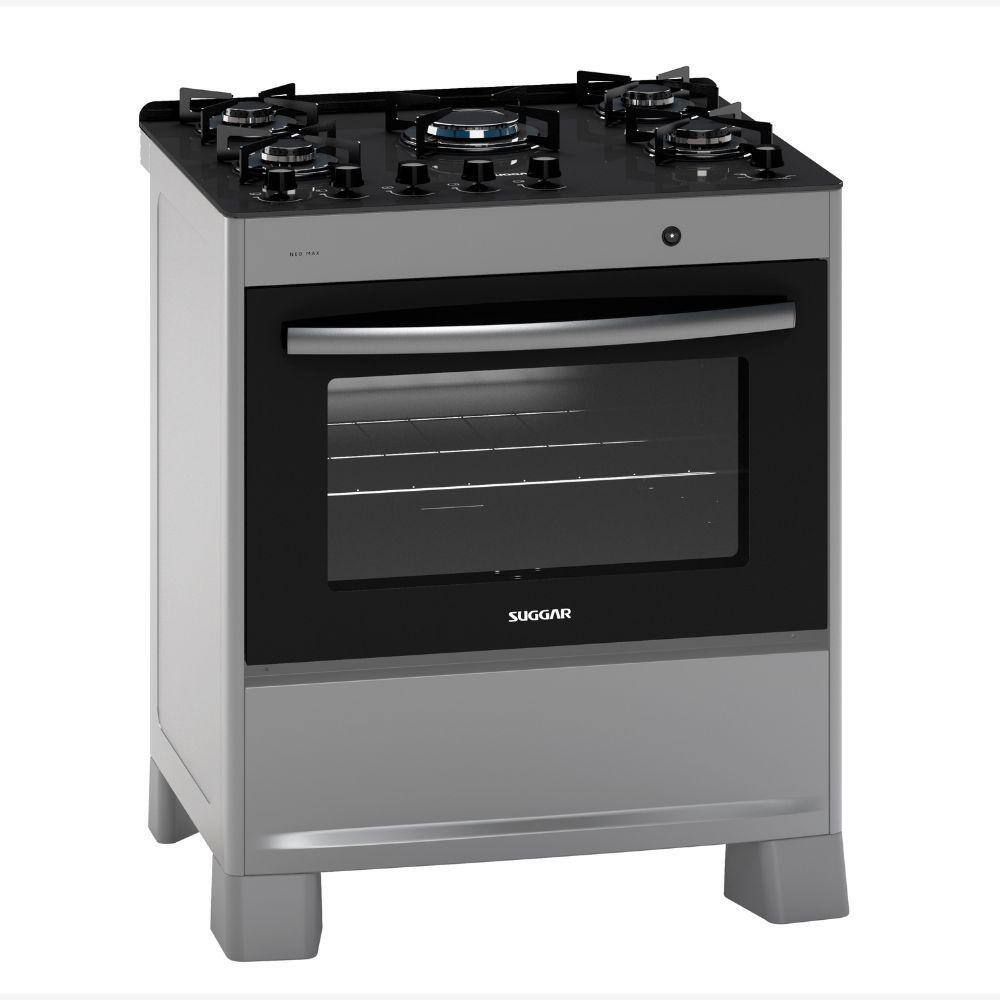 imagem-Fogão Suggar Neo Max 5 Bocas Inox Mesa de Vidro FGV503PRIX Bivolt