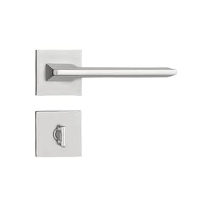 Fechadura Sara Cromado Acetinado Roseta Quadrada 40mm Pado Banheiro / Wc