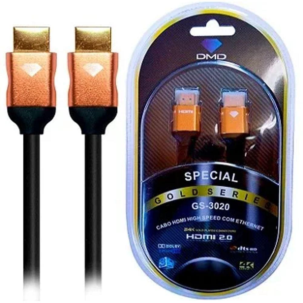 Cabo Hdmi 2.0 Premium High Speed 4K Diamond Dmd Special Gold Series Gs-3020