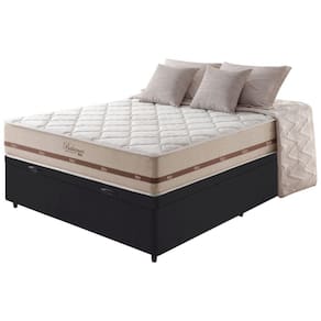 Cama Box Baú Casal Preto + Colchão Molas Superlastic Bahamas 138x188x68cm