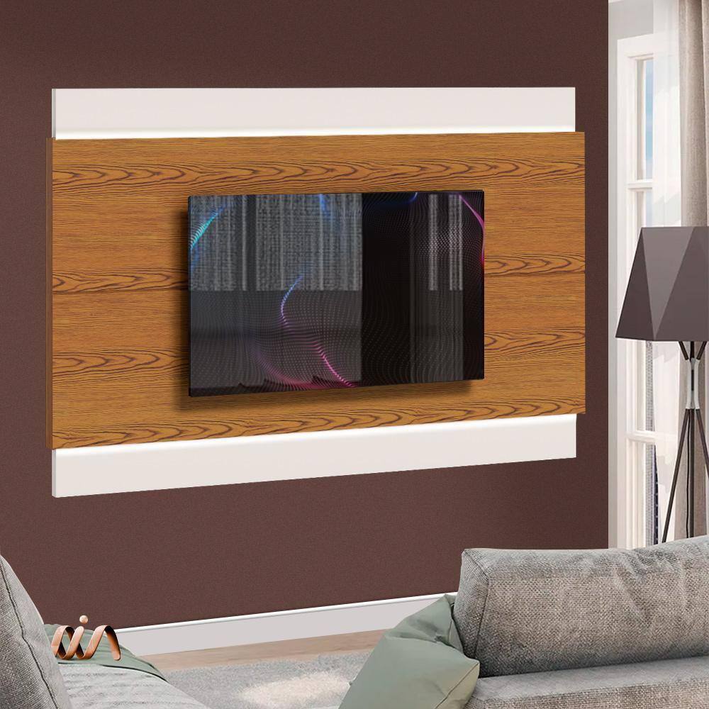Painel De Tv Para Sala Até 60 Polegadas Com Led Freijó Off White Classic Imcal - Marrom