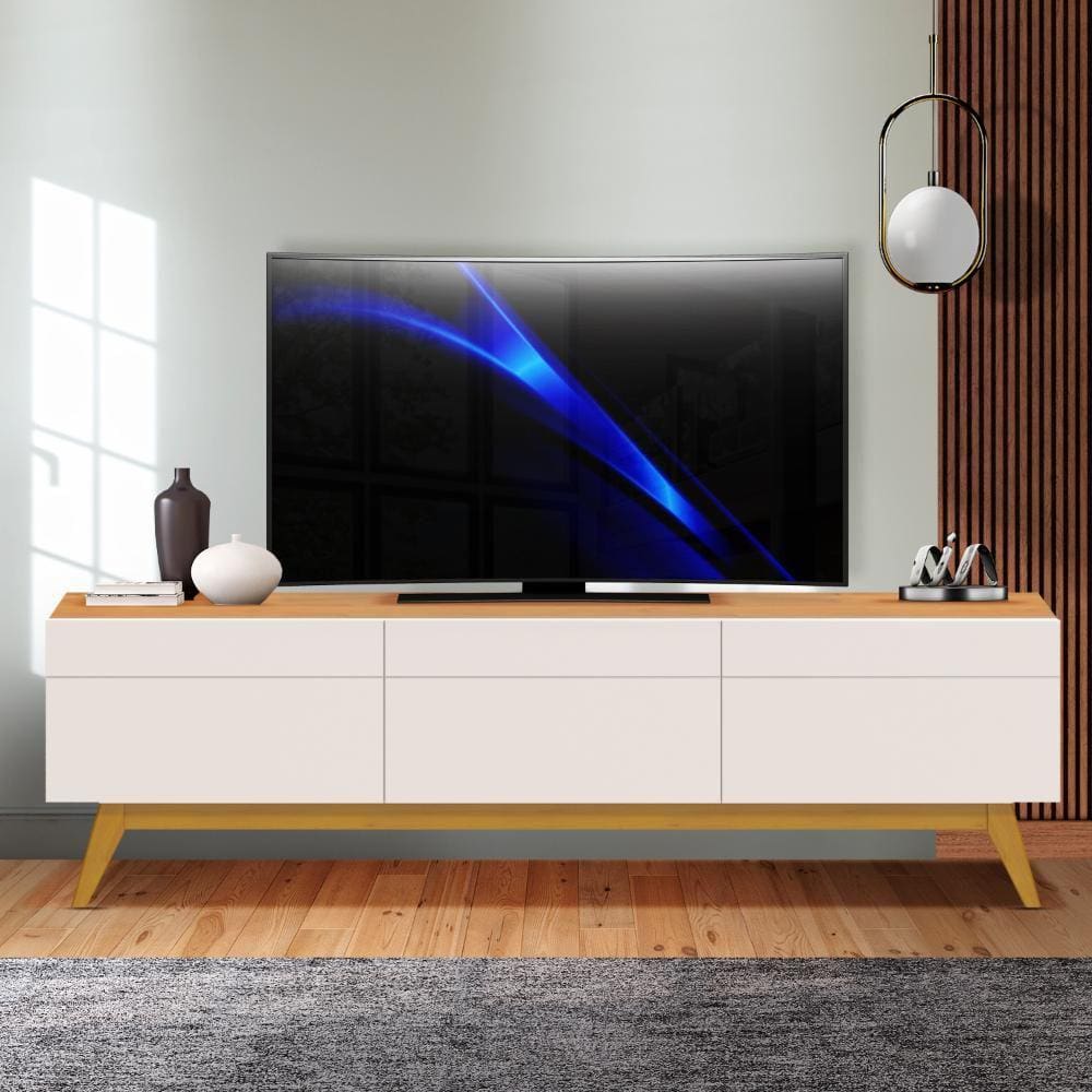 Rack Para TV Até 60 Polegadas 3 Gavetas 1.8 Off White Nature Classic Imcal - Off White