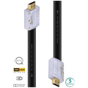 Cabo Hdmi 2.0 4K Ultra Hd 3D Conexao Ethernet Flat Com Conector Desmontavel 5 Metros - H20Fl-5