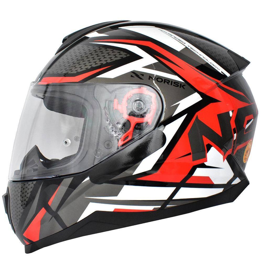 Capacete Moto Norisk Razor Preto Brilho Masculino Feminino Tamanho