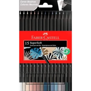 Ecolápis de cor Supersoft 15 Cores Neutras Faber-Castell