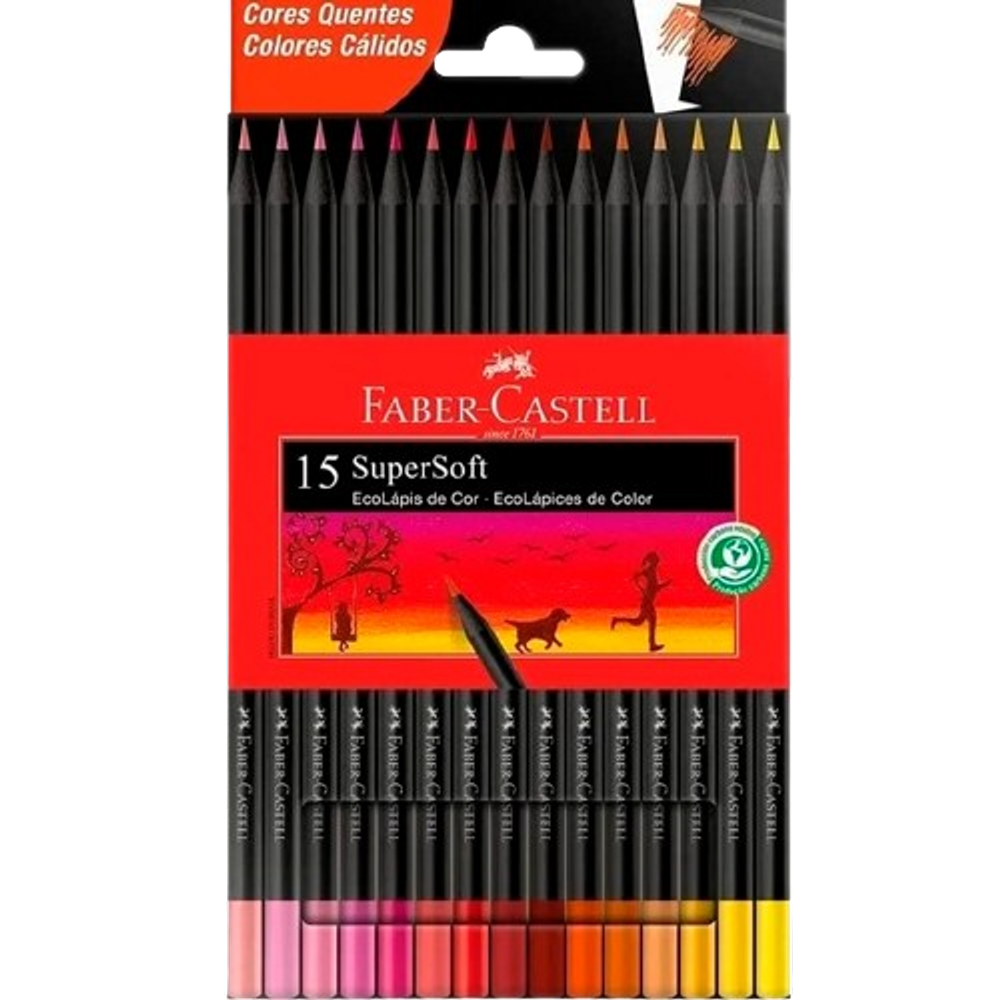 Ecolápis de cor Supersoft 15 Unid Tons Quentes Faber-Castell