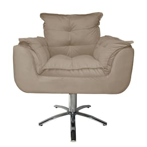 Jogo 2 Poltronas Estofada Consultório Base Giratória de Metal Opala Suede Cappuccino - LM DECOR