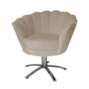 Conjunto 2 Poltronas Estofada Com Base Giratória de Metal Pétala Suede Cappuccino - LM DECOR