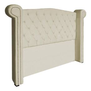 Cabeceira Estofada Sienna Para Cama Box King 195 Cm Suede Marfim - LM DECOR