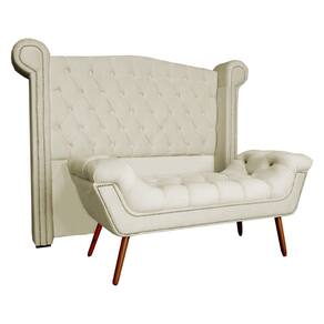 Conjunto Sienna Cabeceira e Recamier Casal 140 Cm Suede Marfim - LM DECOR