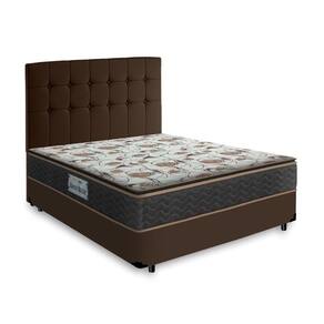 Cama Box + Cabeceira Cassis Marrom e Colchão D45 Casal - Probel - Guarda-Costas Proforce Plus 138cm