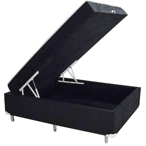 Cama Box Baú Blindado Casal Conjugado Ortopédico Suede Preto 45x138x188