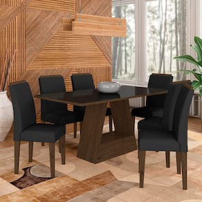 Mesa Com 6 Cadeiras Pierre 1,60 Imbuia/preto/preto - Móveis Arapongas