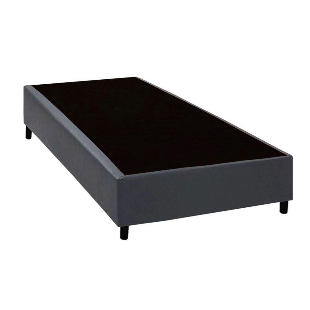 Base Cama Box Solteiro Corino Cinza 40x88x188