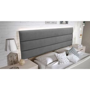 Cabeceira EBox Line Queen 1,60m Painel Em Suede Cinza