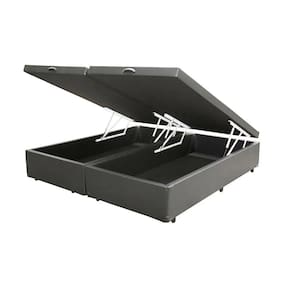 Base Cama Box Baú Bipartido Casal Material Sintético Cinza 43x138x188