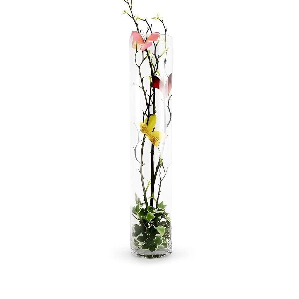 Vaso Cilíndrico De Vidro 14x60cm Para Arranjos Florais Em Eventos E Decoração