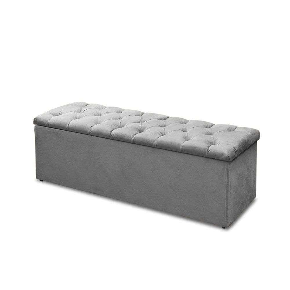 Sapateira Baú Casal Suede Cinza 47x138x51