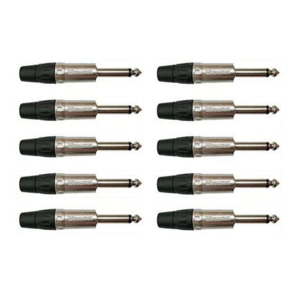 KIT 10 Plug P10 Stereo 6.3MM 1/4 Nickel PLT TRS L BK NI WC 1123 Wireconex