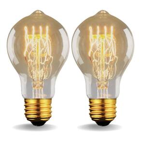 2 Lâmpada Filamento Carbono Bulbo A19 Vintage Retro Edison