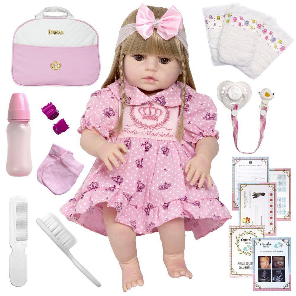 Boneca Bebê Reborn Loira Yasmin Com Enxoval Completo 46cm - Sid-Nyl -  Bonecas - Magazine Luiza