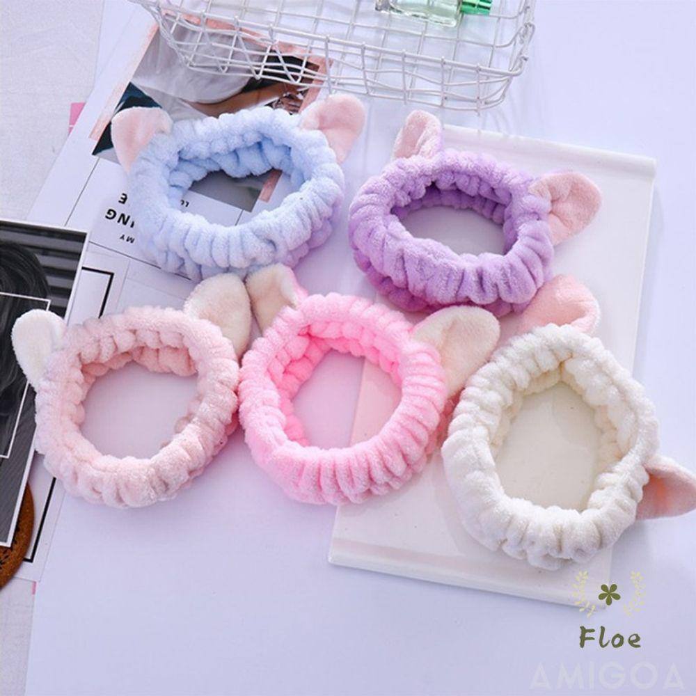 Faixa tiara protecao cabelo maquiagem limpeza facial gato branca