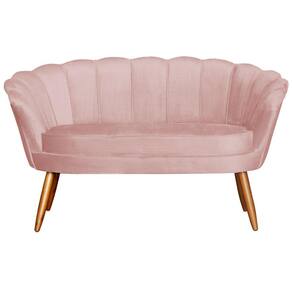 Namoradeira Estofada 2 Lugares Para Sala Comercial Pétala Veludo Rosa Nude - LM DECOR