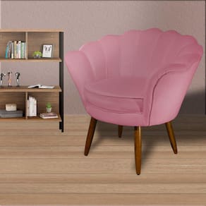 Poltrona Decorativa Estofada Para Salão de Beleza Pétala Suede Rosa Barbie - LM DECOR