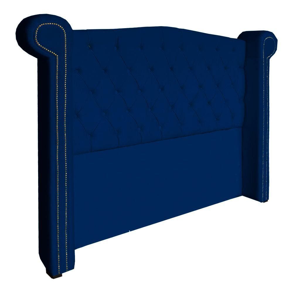 Cabeceira Estofada Sienna Para Cama Box Casal 140 Cm Suede Azul Marinho - LM DECOR