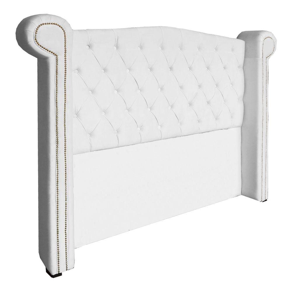 Cabeceira Estofada Sienna Para Cama Box Casal 140 Cm Suede Branco - LM DECOR