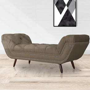 Recamier Calçadeira Estofado Sienna Casal 140 Cm Linho Marrom - LM DECOR