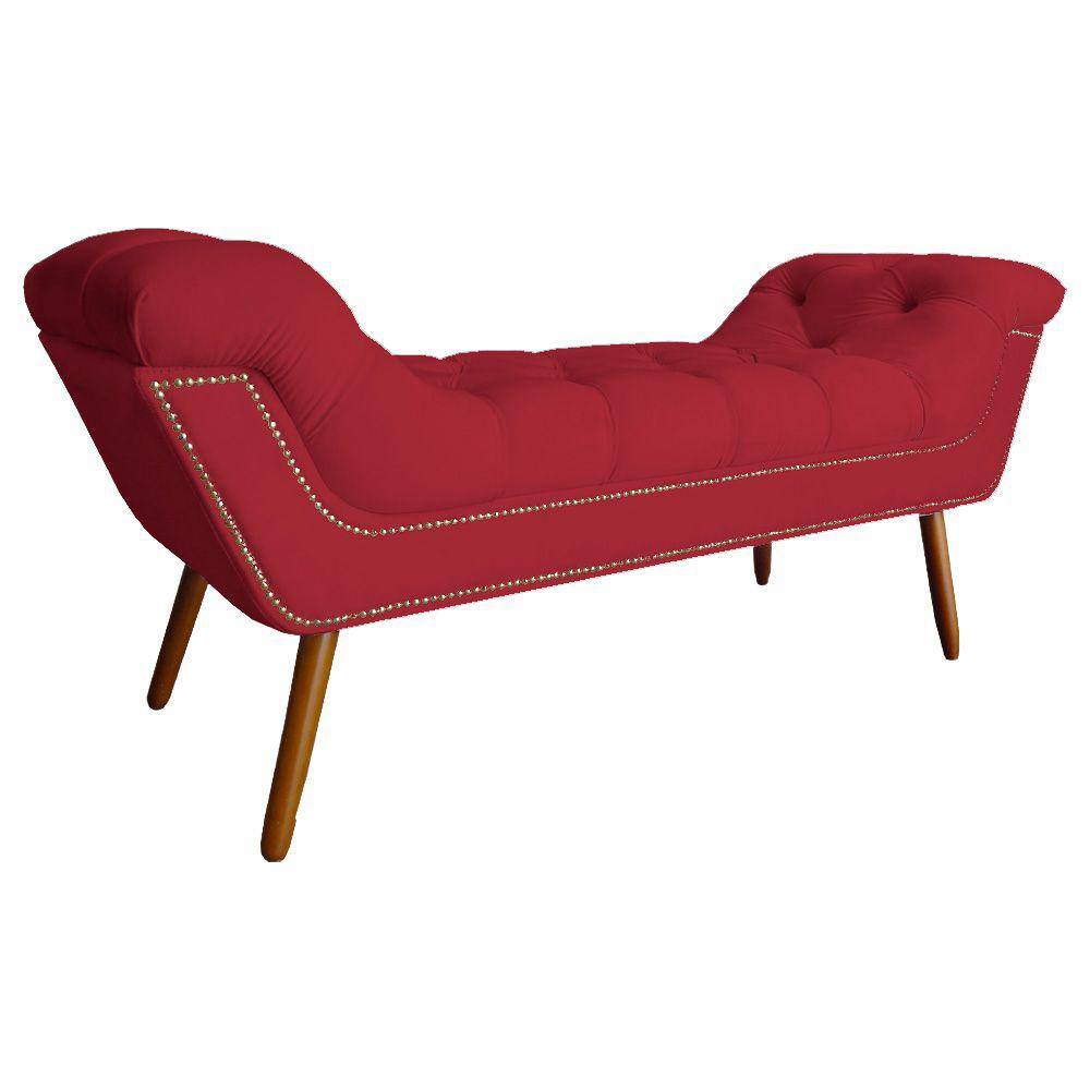 Recamier Calçadeira Estofado Sienna King 195 Cm Suede Vermelho - LM DECOR