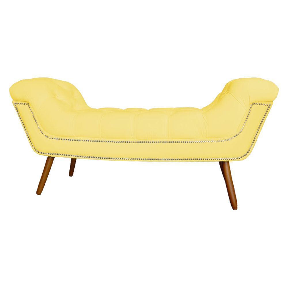 Recamier Calçadeira Estofado Sienna Casal 140 Cm Corano Amarelo - LM DECOR