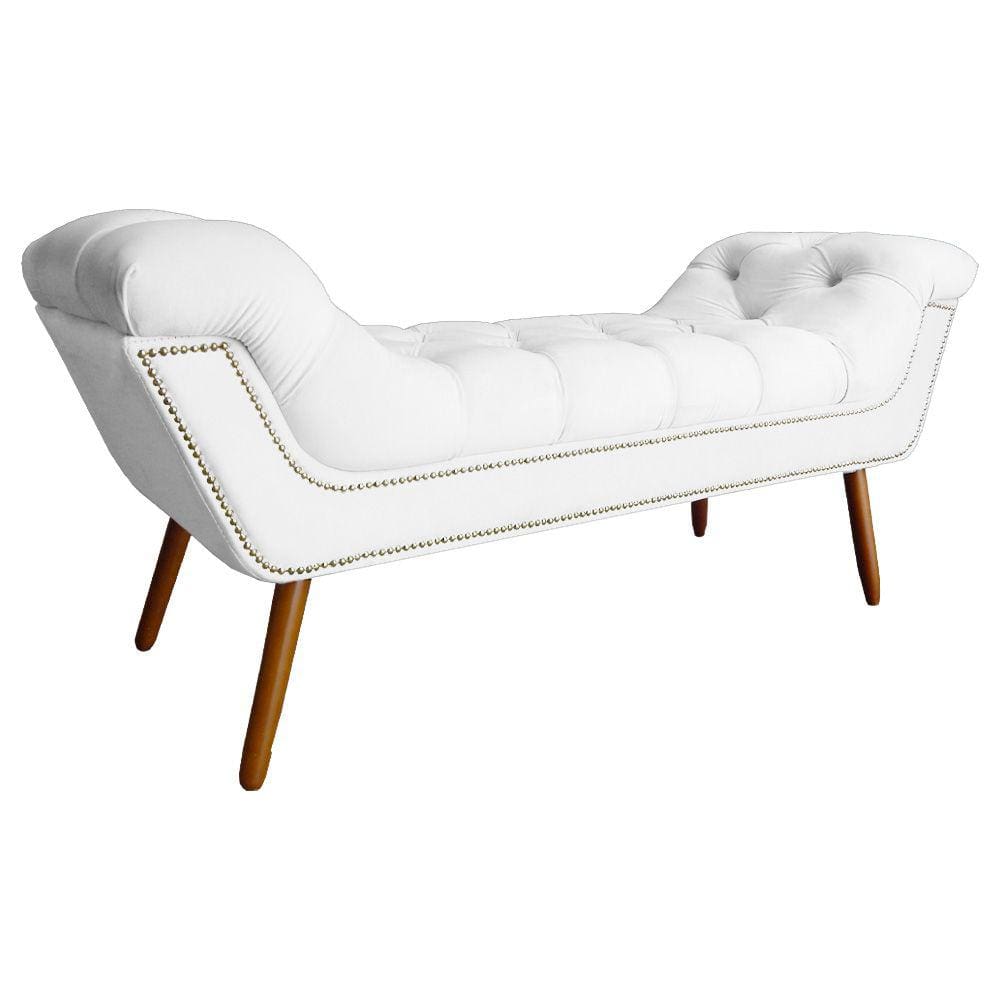 Recamier Calçadeira Estofado Sienna King 195 Cm Suede Branco - LM DECOR