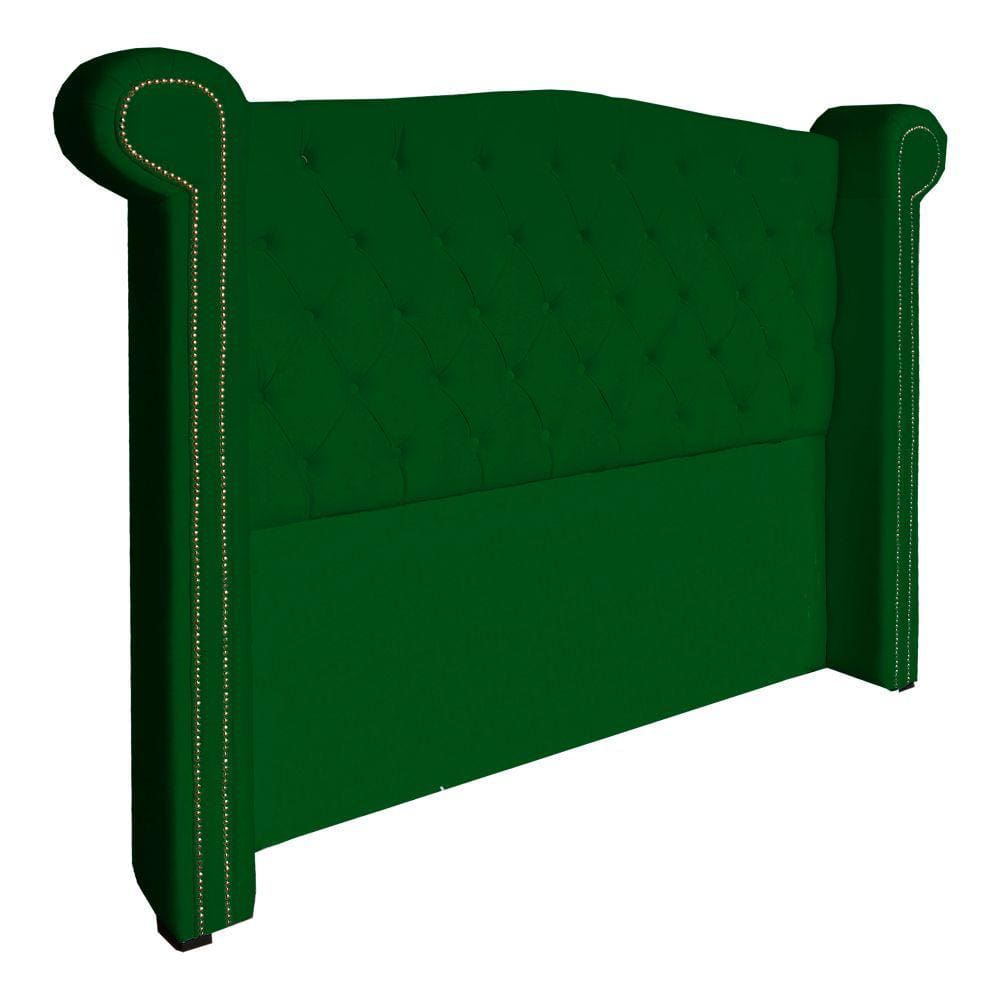 Cabeceira Estofada Sienna Para Cama Box Casal 140 Cm Suede Verde - LM DECOR