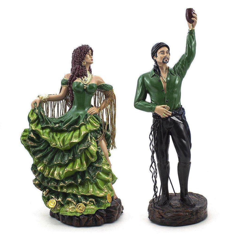 Kit Imagem Casal Cigano Luxo Verde Resina Médio