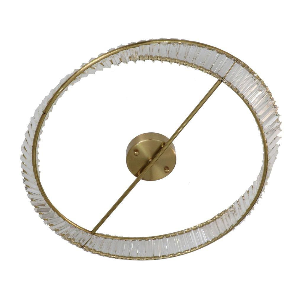 Plafon Domino Ø80cm - Metal Dourado E Cristal Transp