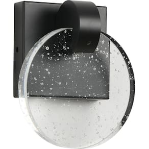 Arandela Led Sand 10X10x13cm -Metal Preto Cristal Com Bolhas