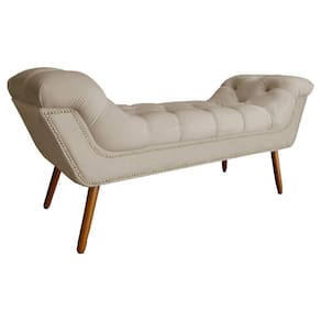Recamier Calçadeira Estofado Sienna Solteiro 90 Cm Suede Cappuccino - LM DECOR