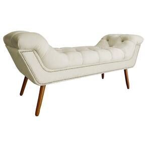 Recamier Calçadeira Estofado Sienna King 195 Cm Suede Marfim - LM DECOR