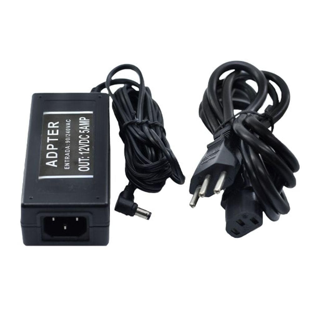 Fonte 12v 5a 60w 110v-220v 50hz-60hz P/ Camera E Fita Led