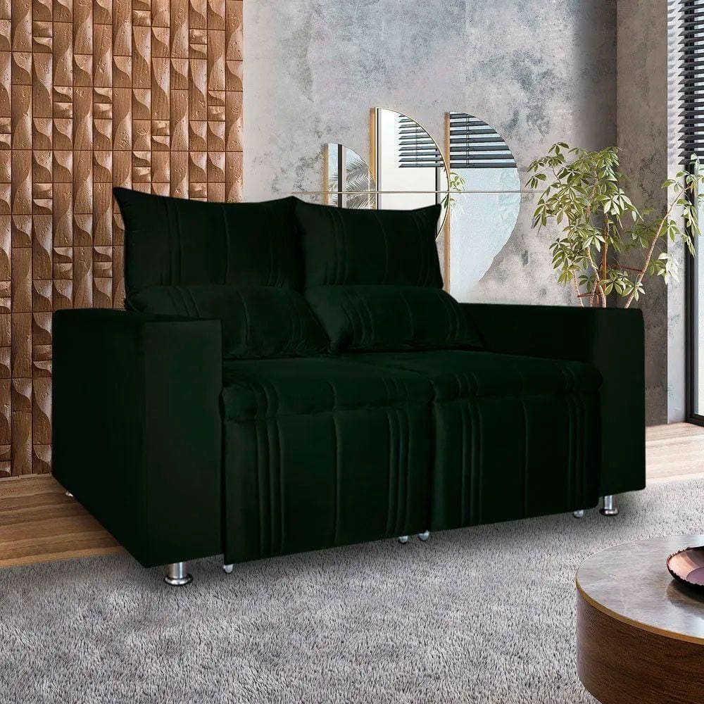 Sófa Retrátil E Reclinável 2 Lugares Madri Veludo Verde Speciale Home Verde - Verde