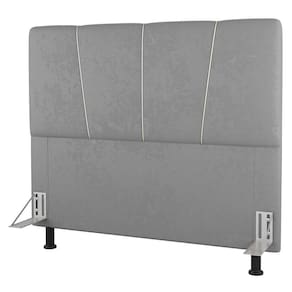 Cabeceira Cama Box Casal Amber 140cm Estofada Veludo Prata - Desk Design