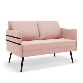 Namoradeira 02 Lugares Mari Veludo Pés Palito De Ferro - D`rossi Cor Rose