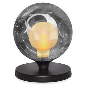 Luminária de mesa Globo Harmony Fumê Base Redonda Preta