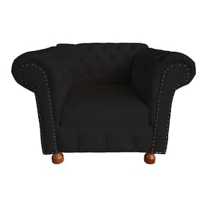 Poltrona Chesterfield Capitone Luis XV Suede Preto /  Decoracao , Sala estar, tv, recepção, barbearia