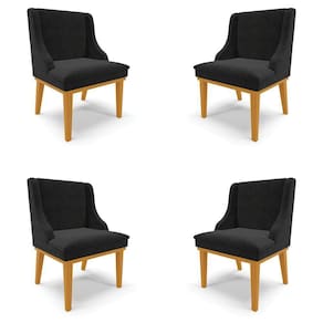 Kit 4 Cadeiras Decorativas Sala De Jantar Base Fixa De Madeira Firenze Suede Preto/castanho