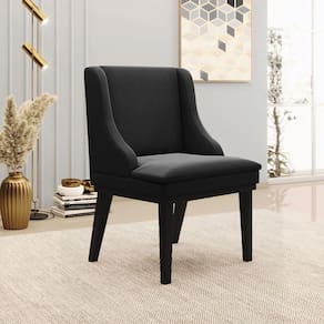 Cadeira Decorativa Sala De Jantar Base Fixa De Madeira Firenze Suede Preto G19 - Gran Belo
