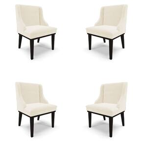 Kit 4 Cadeiras Decorativas Sala De Jantar Base Fixa De Madeira Firenze Veludo Bege/preto